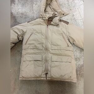 Men's Beige Hooded Jacket vintage the bay down fill